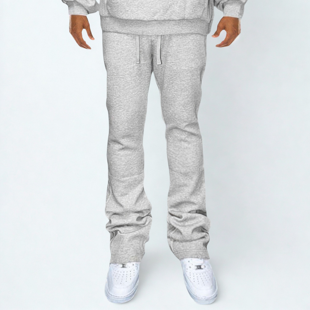 Men's Solid Stacked Flared Sweat Pants