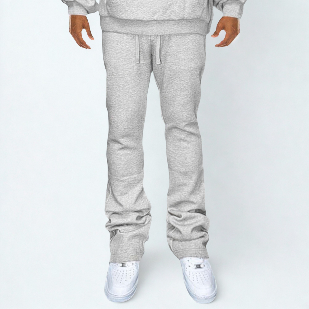Men's Solid Stacked Flared Sweat Pants