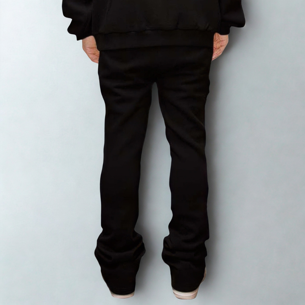 Men's Solid Stacked Flared Sweat Pants