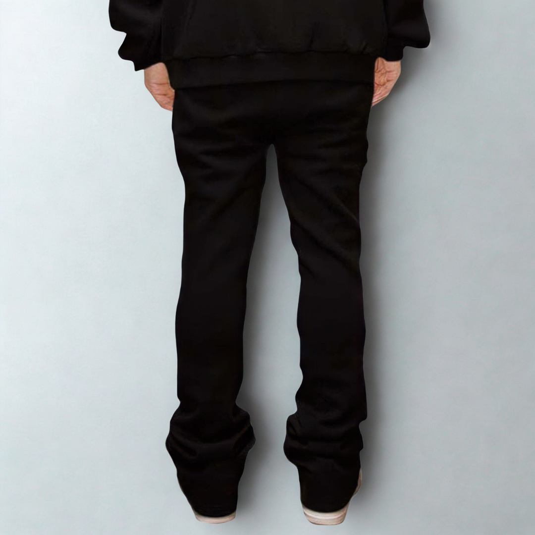 Men's Solid Stacked Flared Sweat Pants