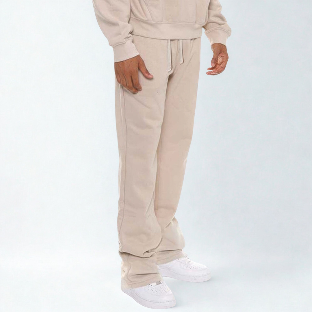 Men's Solid Stacked Flared Sweat Pants