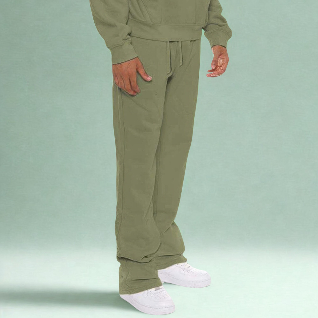 Men's Solid Stacked Flared Sweat Pants