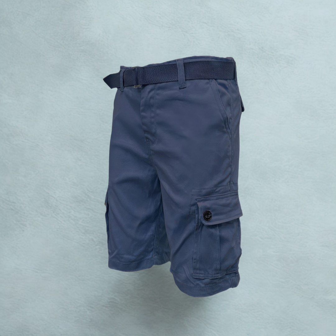 Mens Belted Cargo Shorts With Pockets