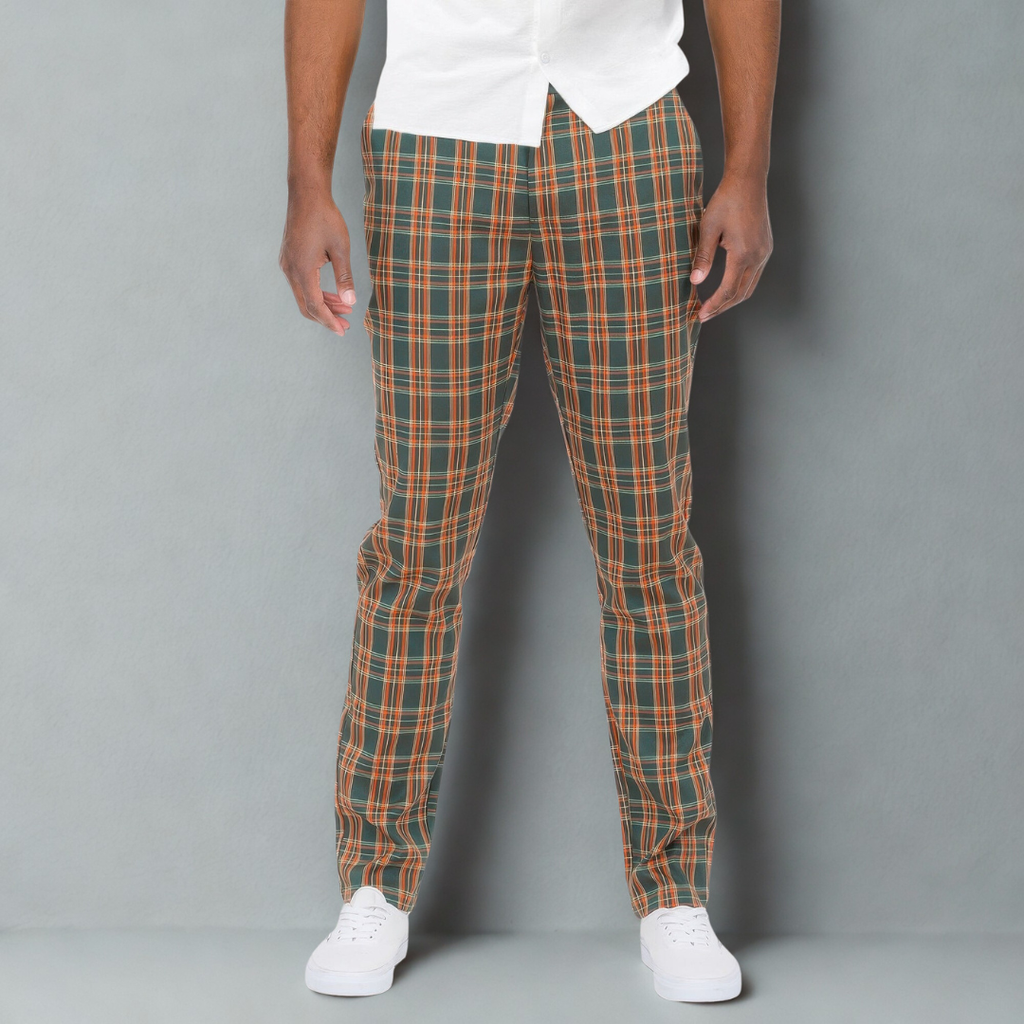 Men Plaid Trouser Pants