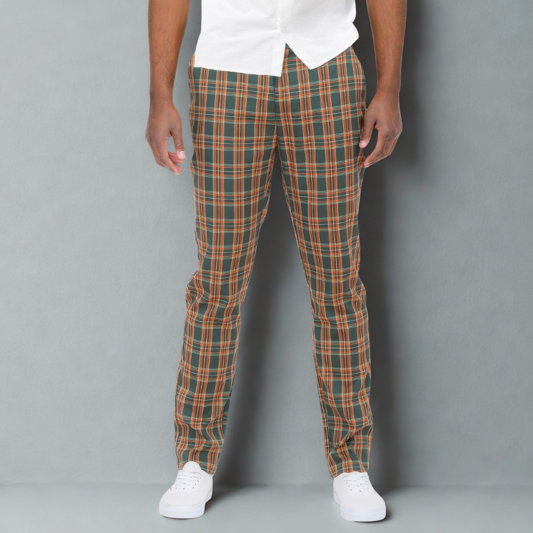 Men Plaid Trouser Pants