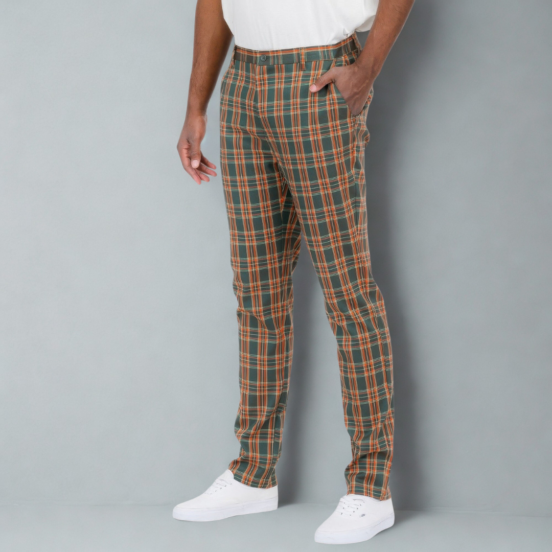 Men Plaid Trouser Pants