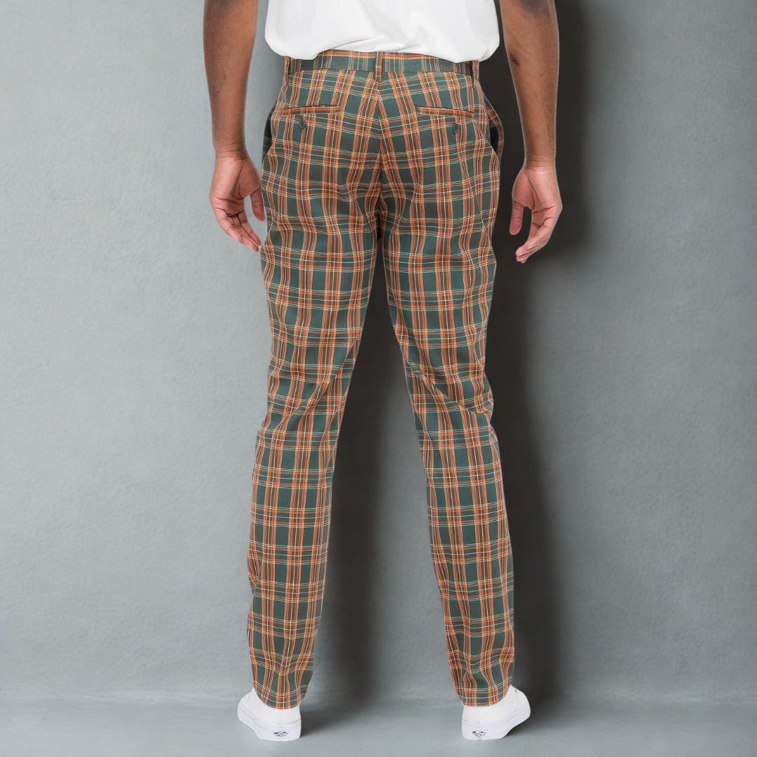 Men Plaid Trouser Pants