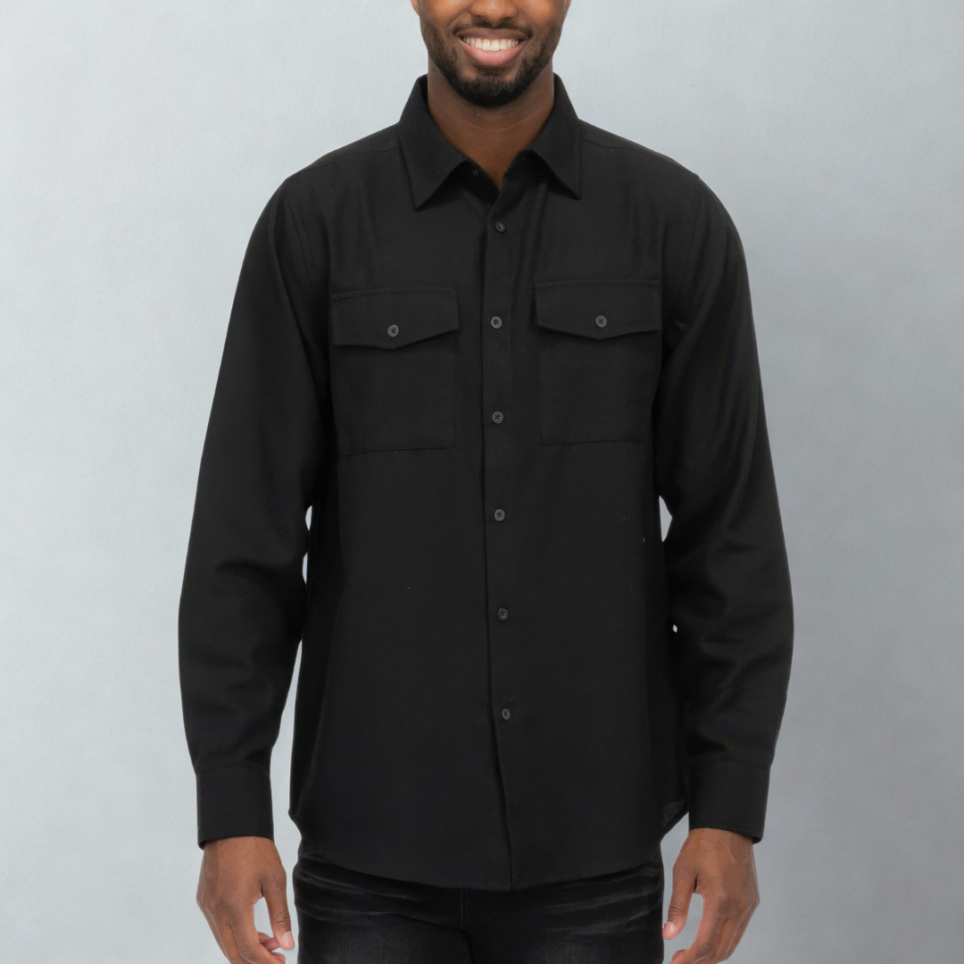 Mens Solid Flannel Shirt