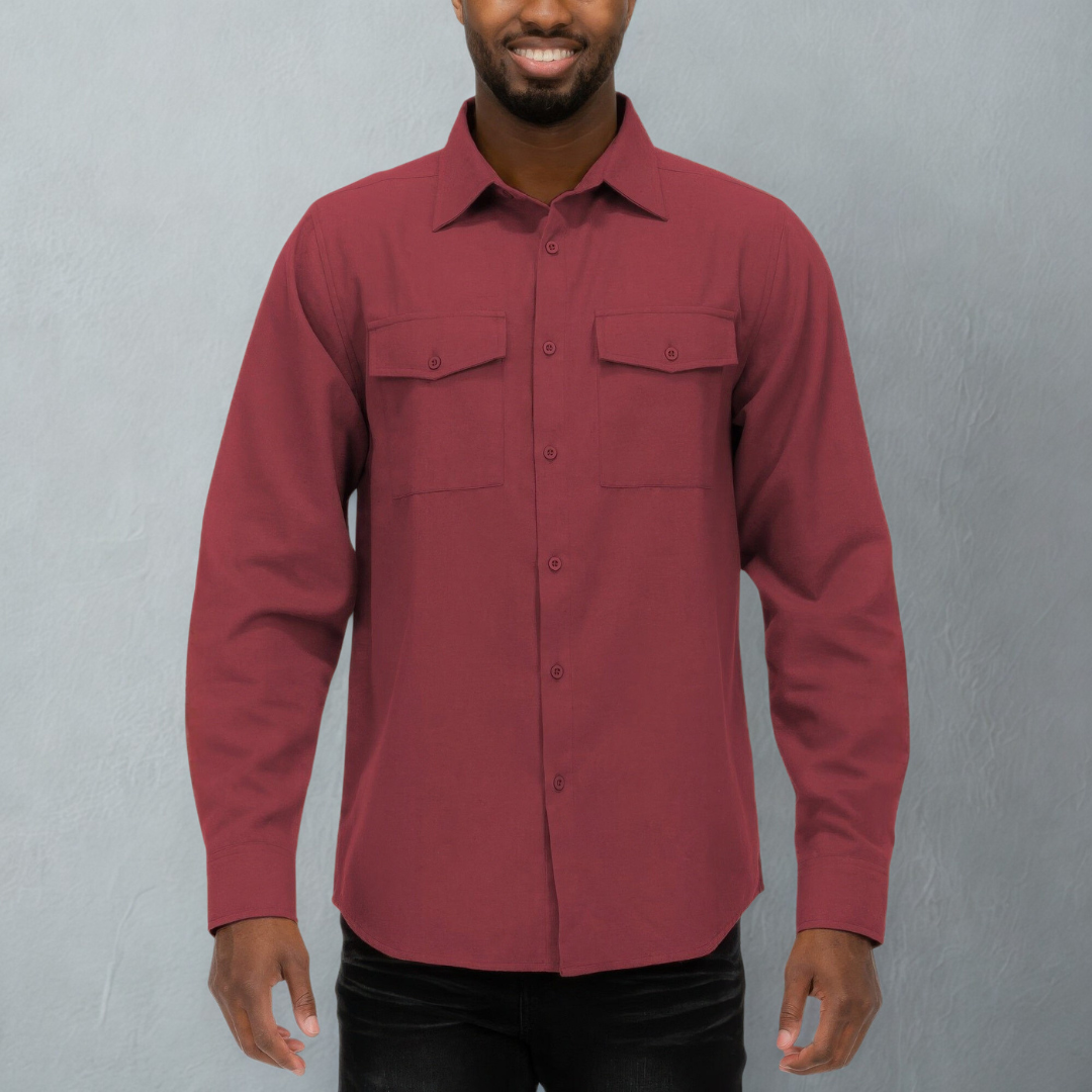 Mens Solid Flannel Shirt