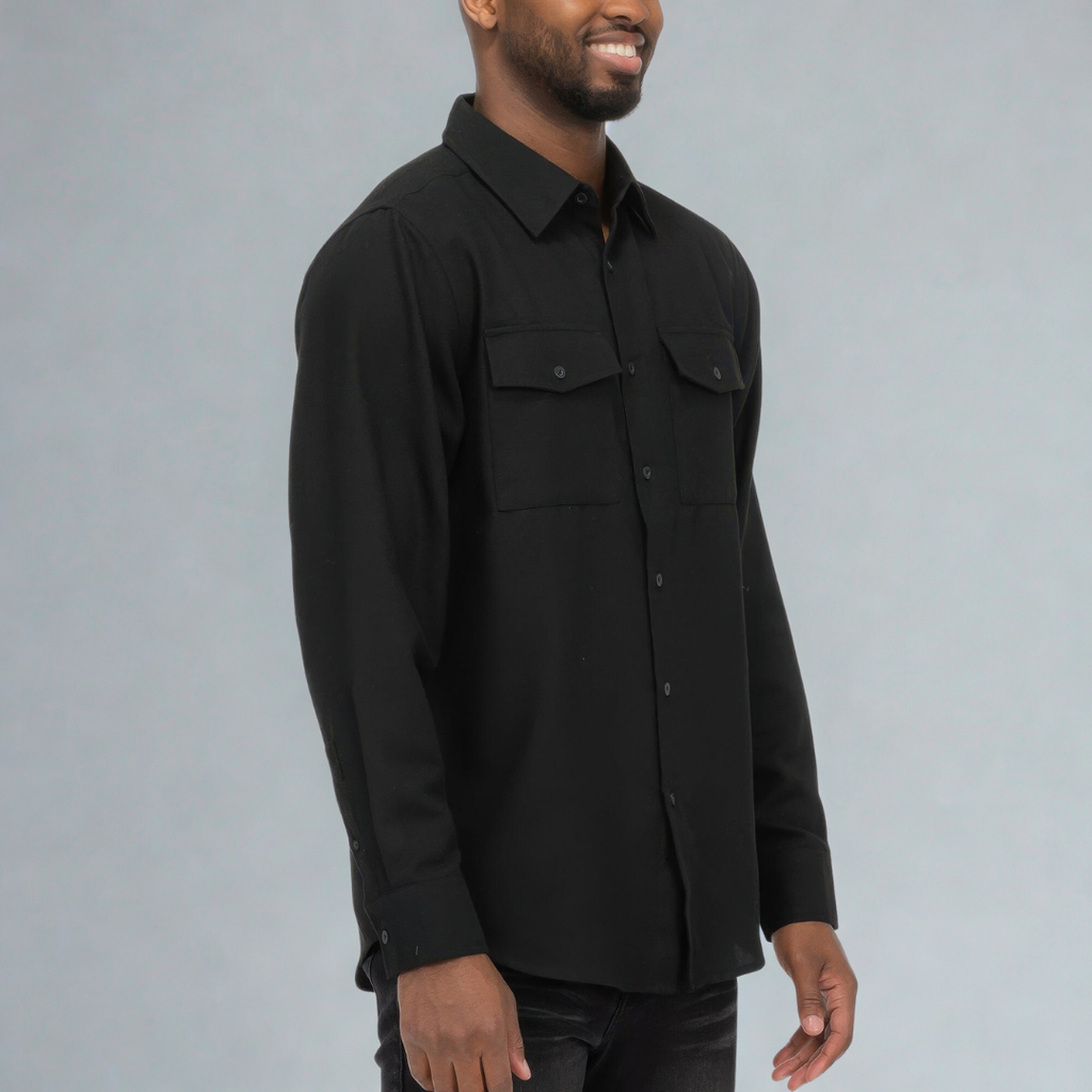 Mens Solid Flannel Shirt