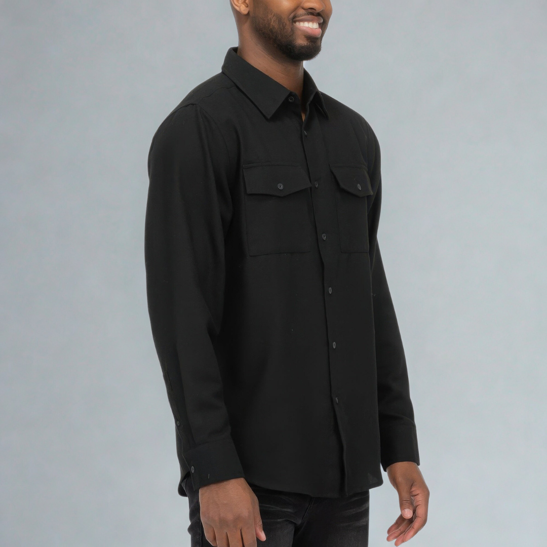 Mens Solid Flannel Shirt