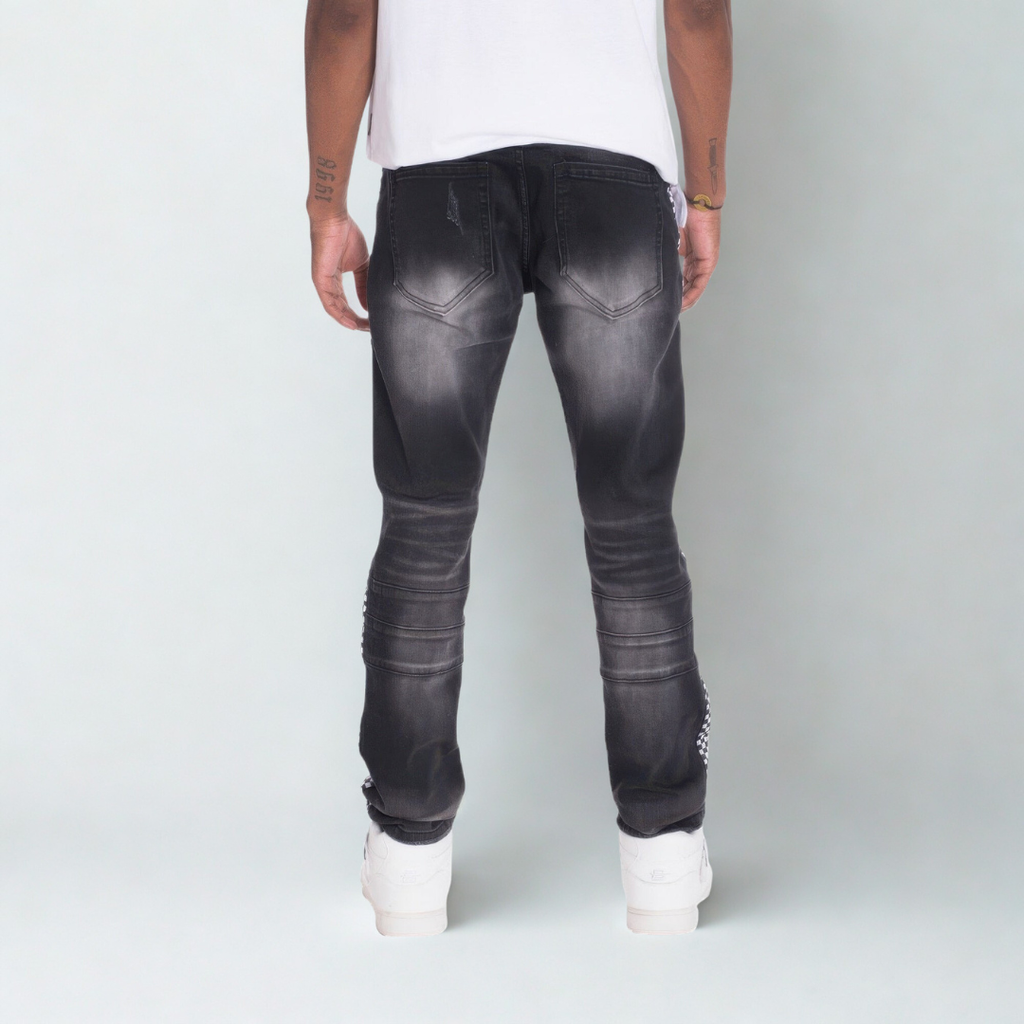 Distressed Denim Checkered Tape