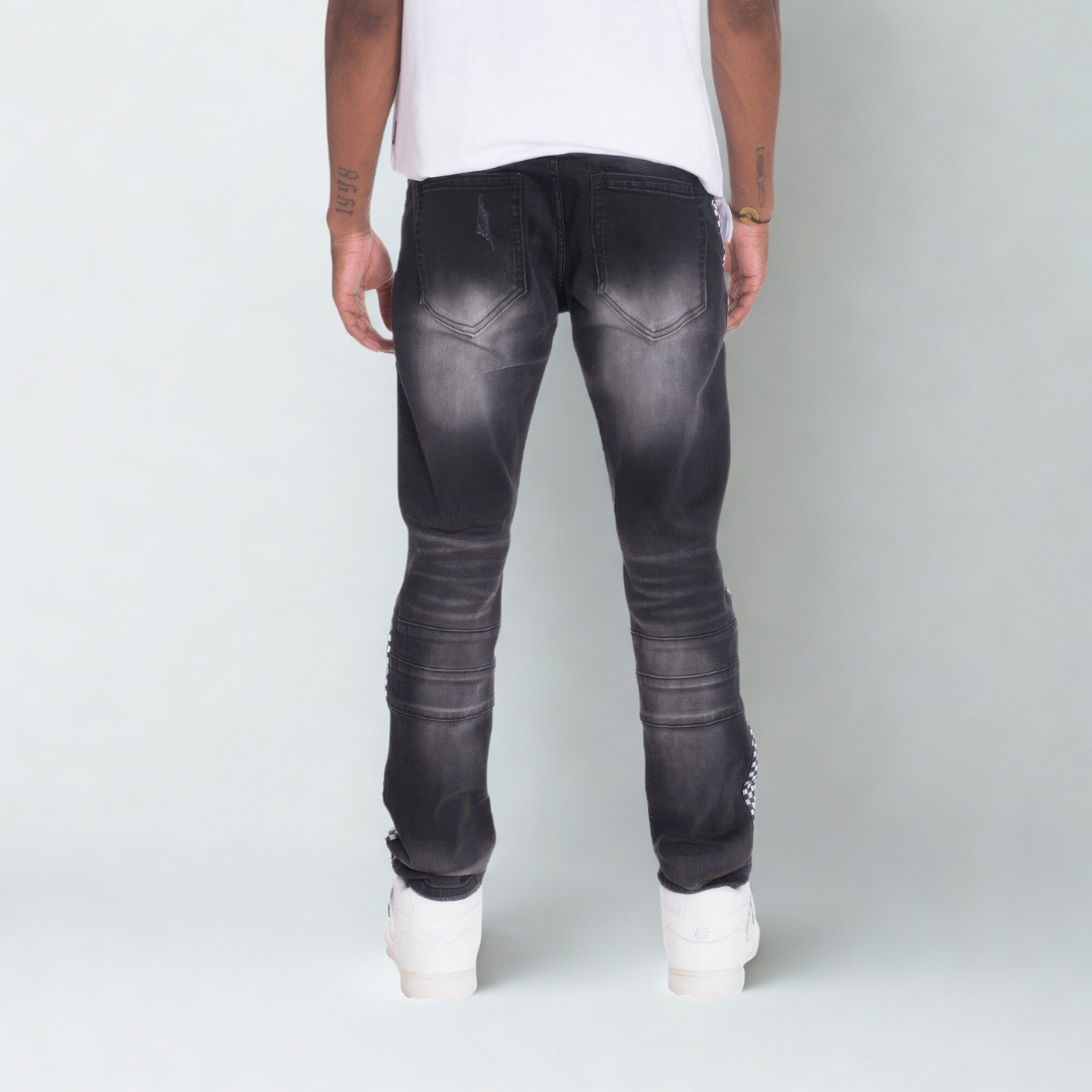 Distressed Denim Checkered Tape