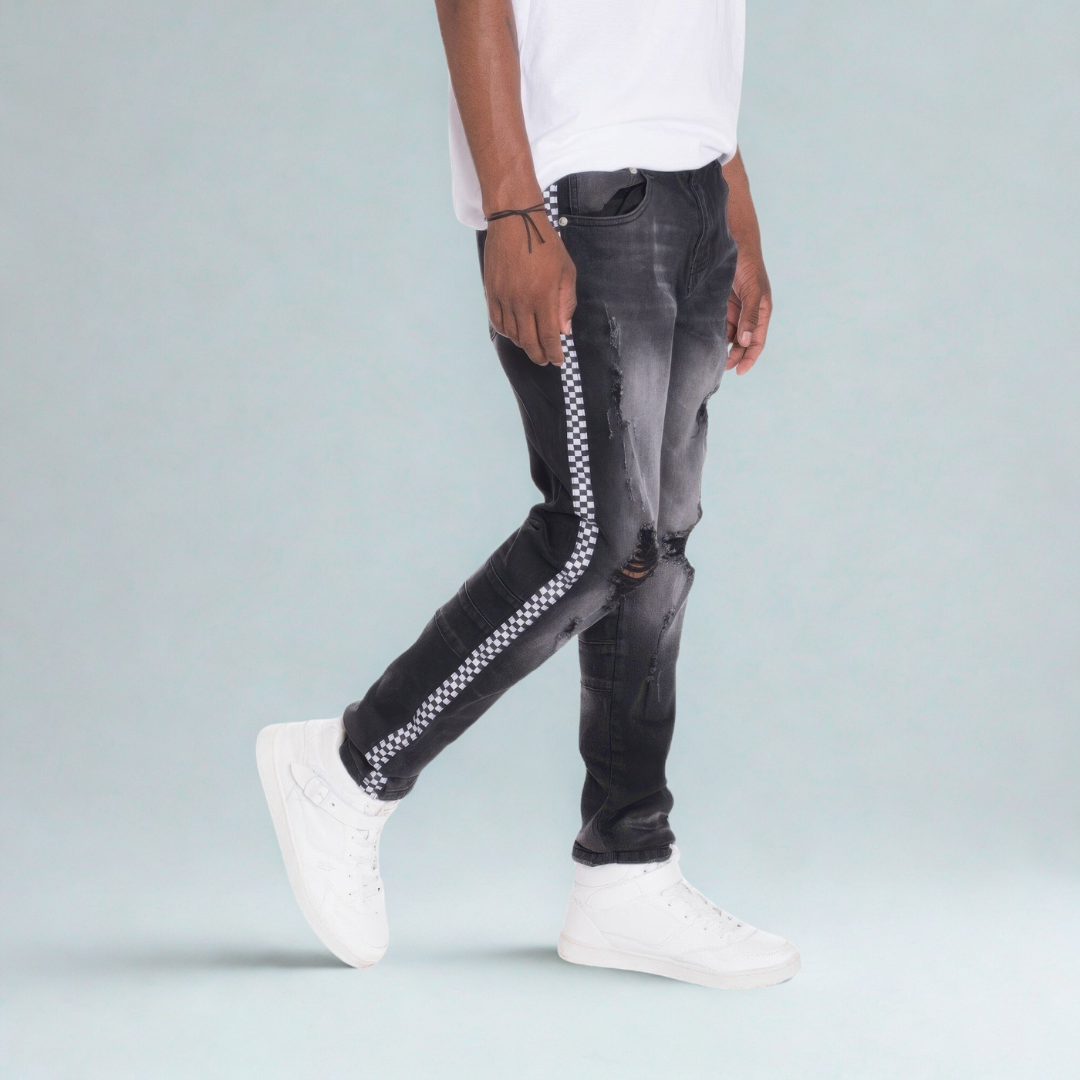 Distressed Denim Checkered Tape