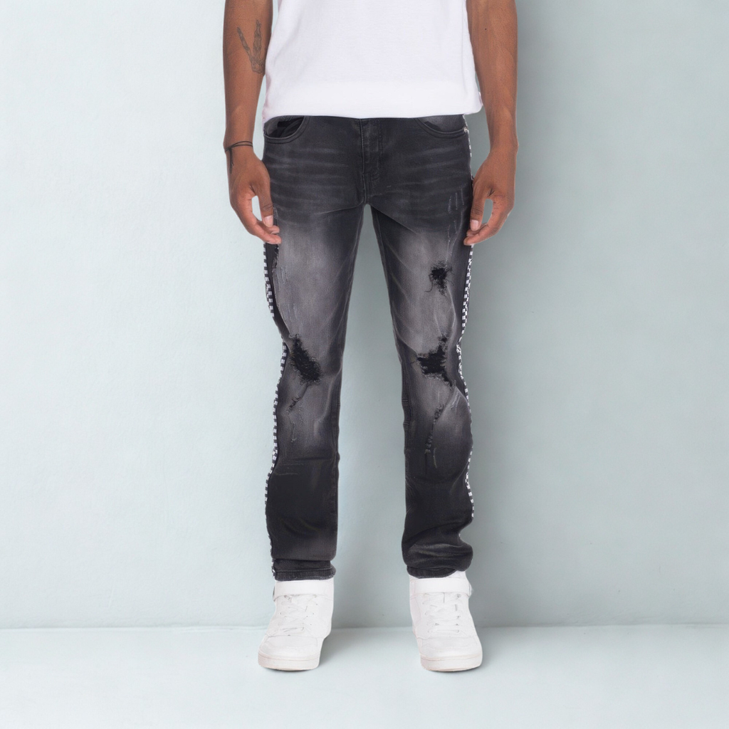 Distressed Denim Checkered Tape