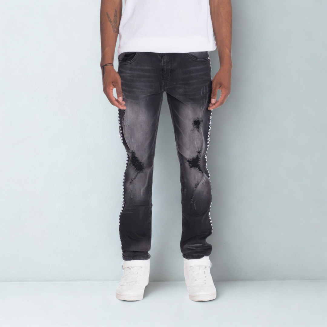 Distressed Denim Checkered Tape
