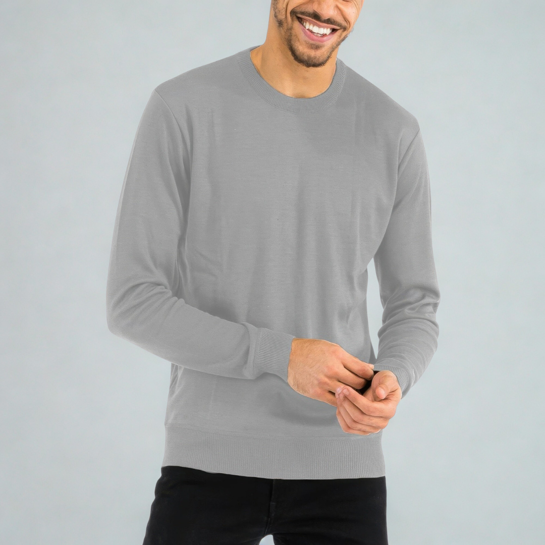 Solid Color Round Neck Sweater