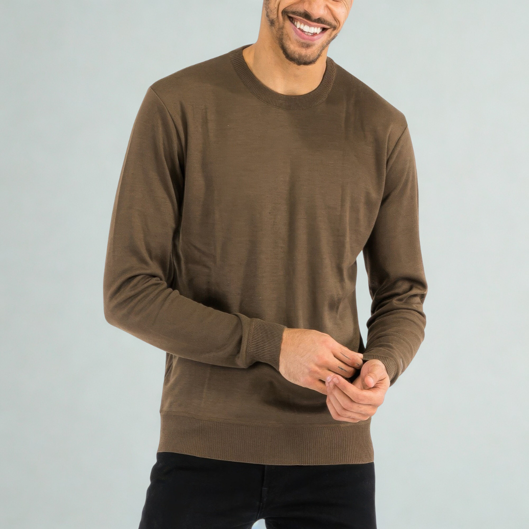Solid Color Round Neck Sweater