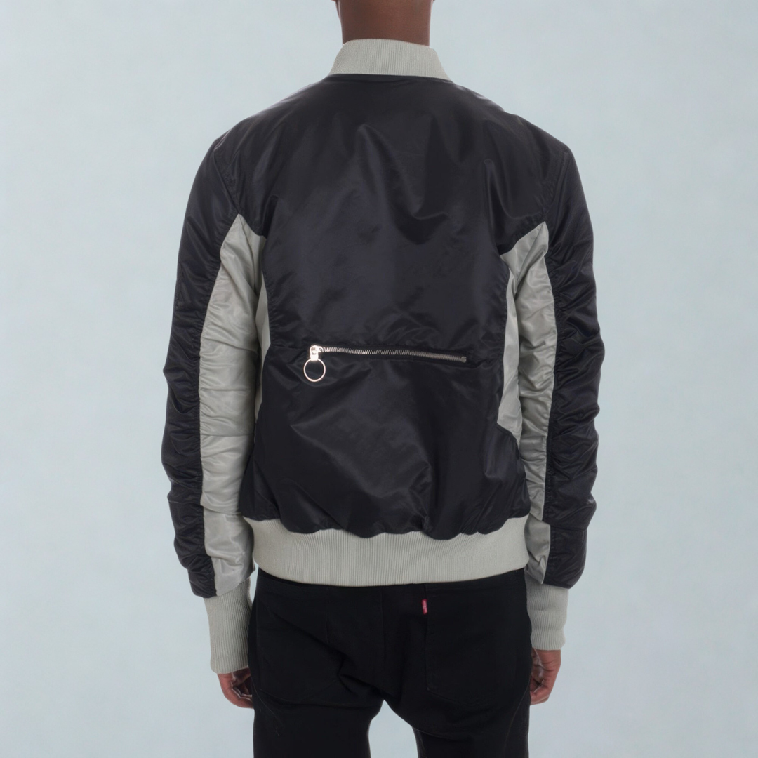 Two Tone Color Block Bomber Jacket