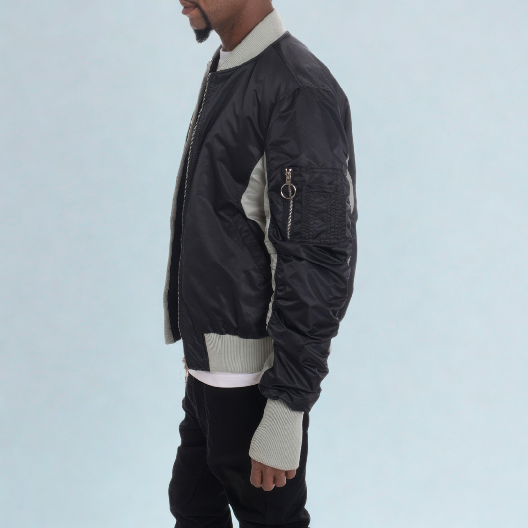 Two Tone Color Block Bomber Jacket