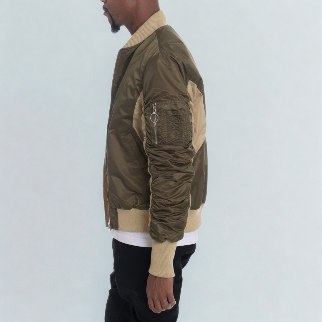 Two Tone Color Block Bomber Jacket