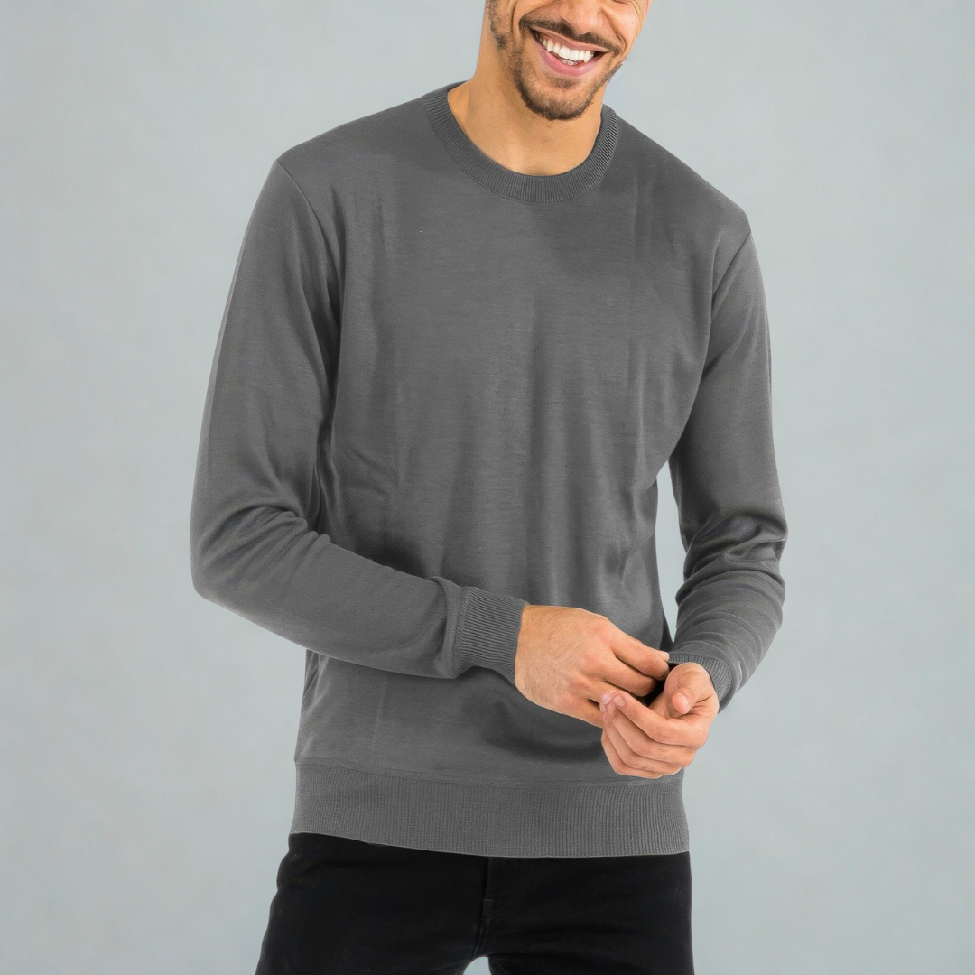Solid Color Round Neck Sweater