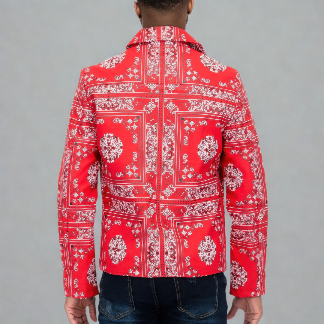 Bandana Print Vegan Leather Jacket