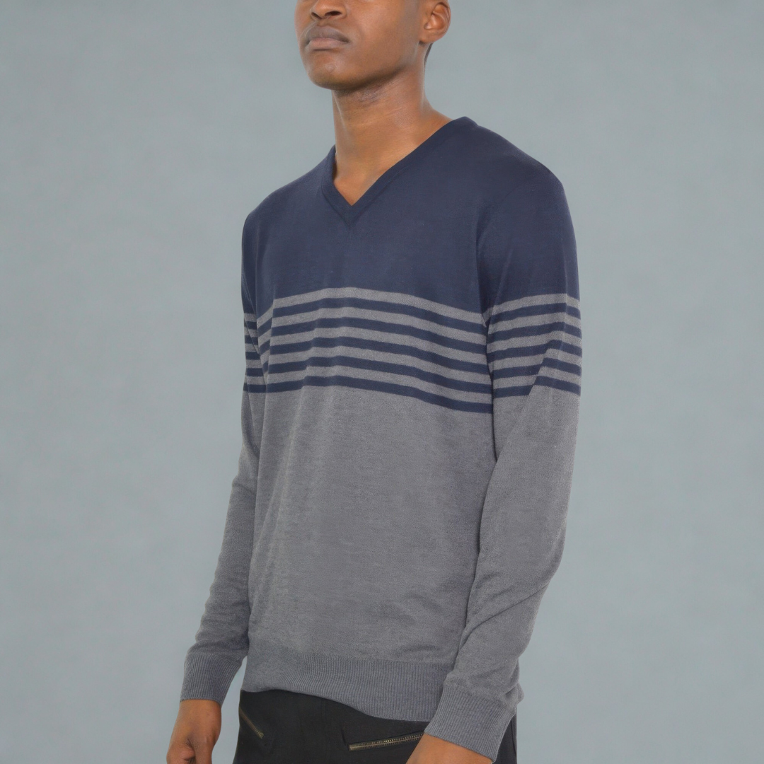 Mens Knit Vneck Pullover Sweater