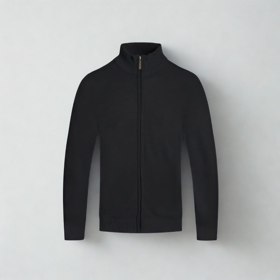 Mens Solid Full Zip Sweater