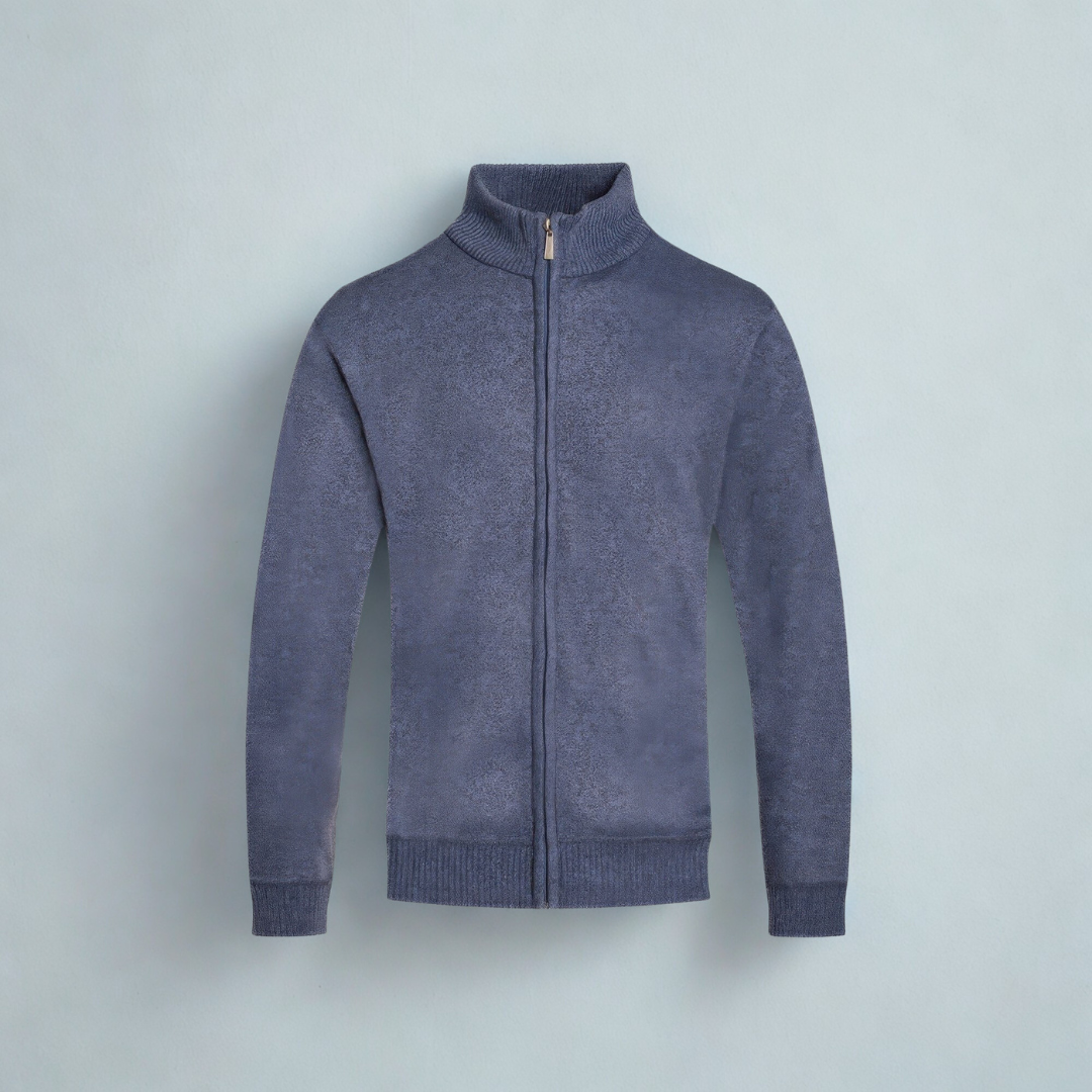 Mens Solid Full Zip Sweater