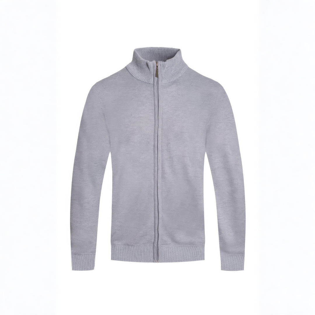 Mens Solid Full Zip Sweater