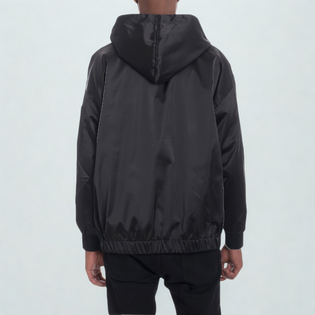 Satin Full Zip Hooded Windbreaker