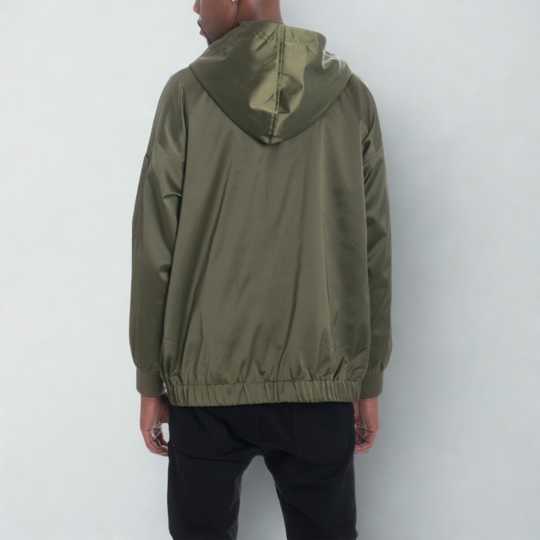Satin Full Zip Hooded Windbreaker
