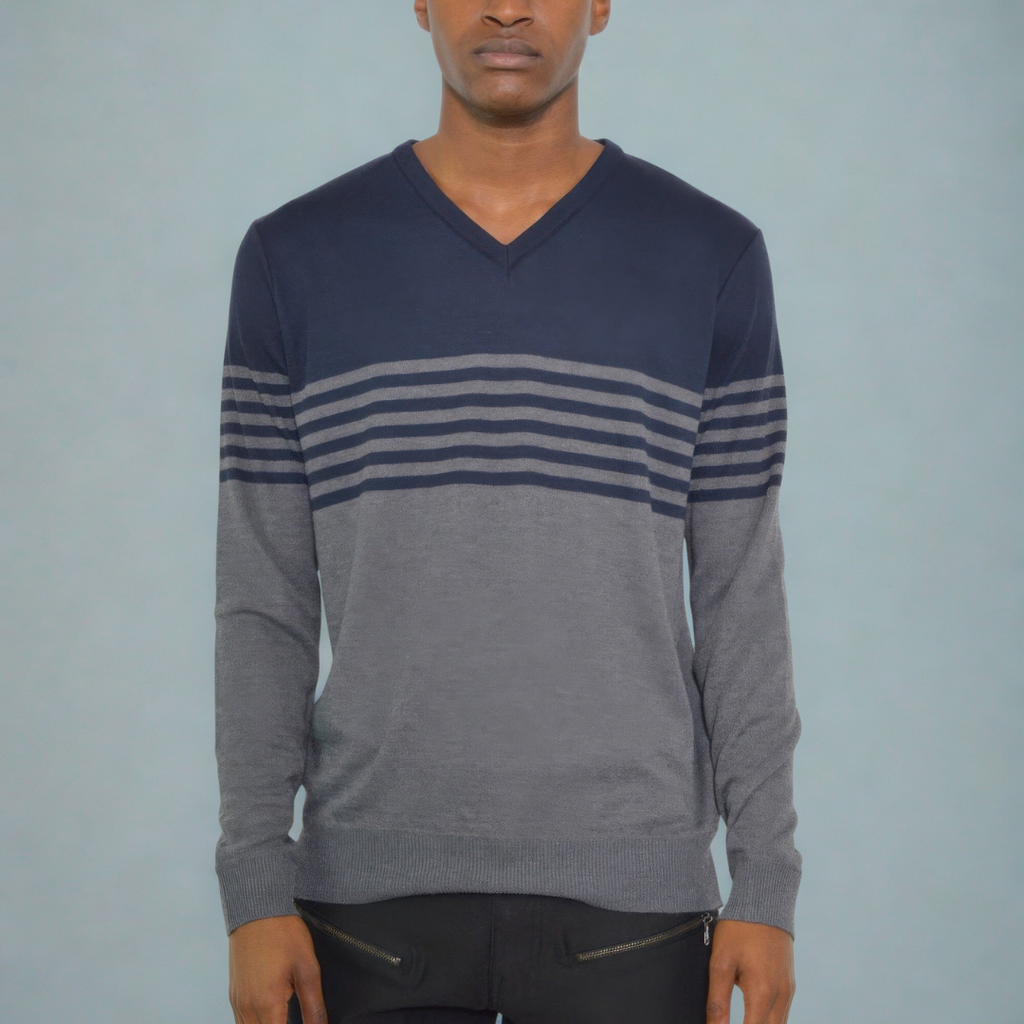 Mens Knit Vneck Pullover Sweater