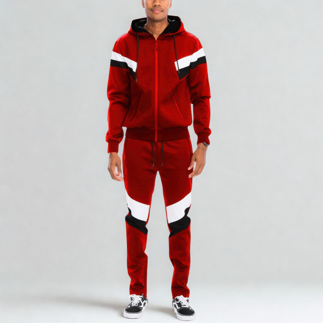 Chevron Stripe Full Zip Track Suit
