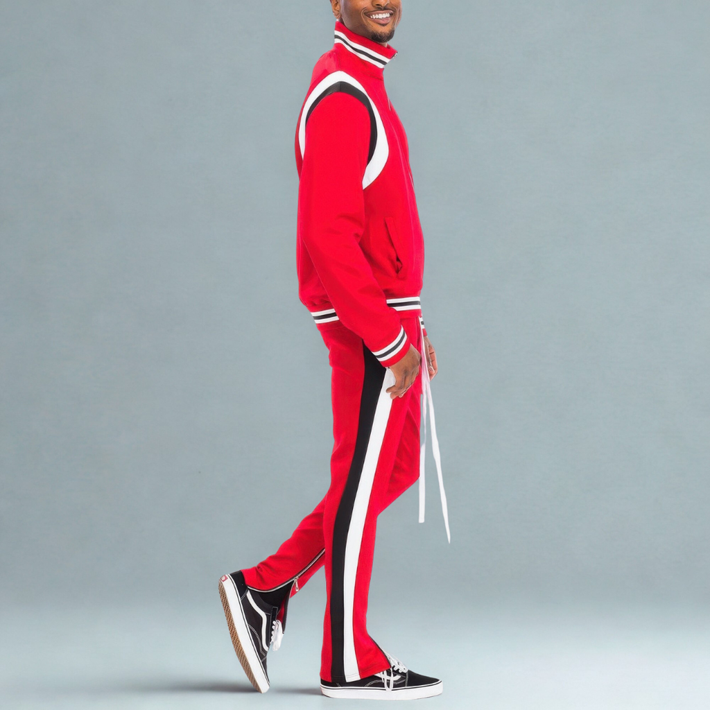 Mens Two Stripe Track Pants Track Jacket Set