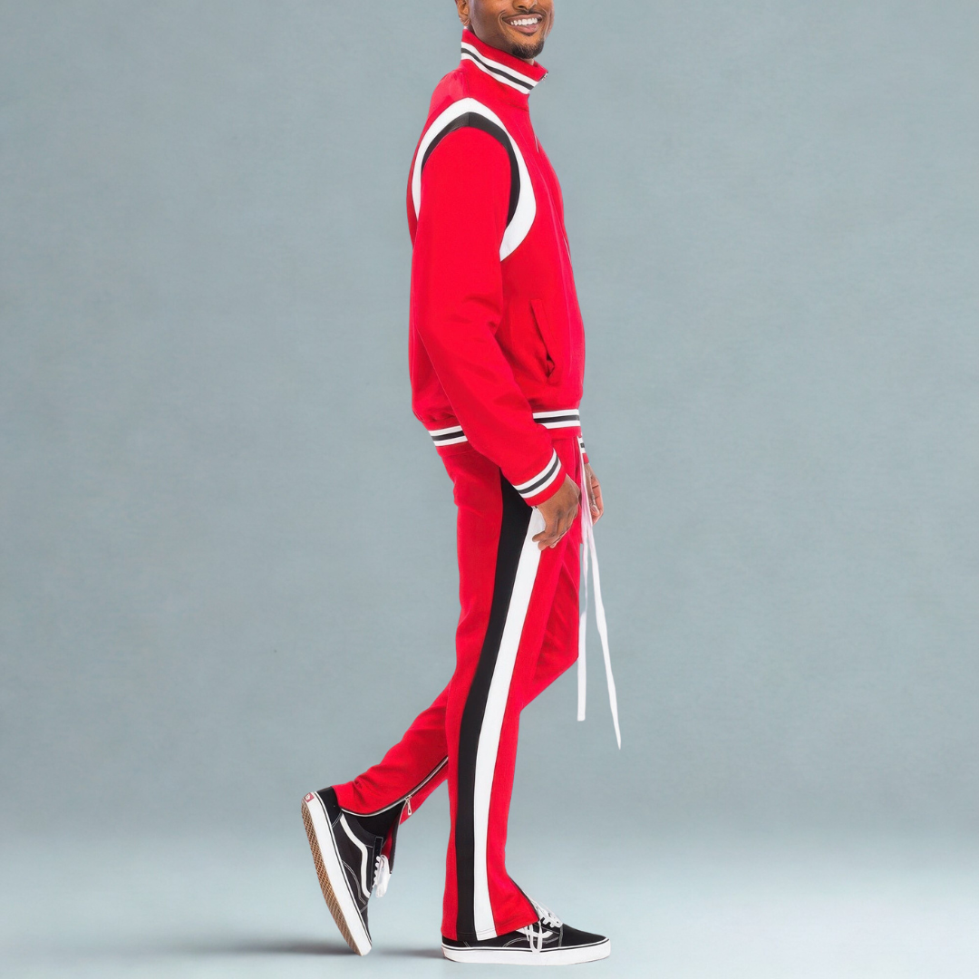 Mens Two Stripe Track Pants Track Jacket Set