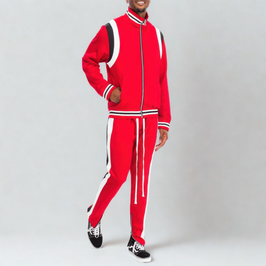 Mens Two Stripe Track Pants Track Jacket Set