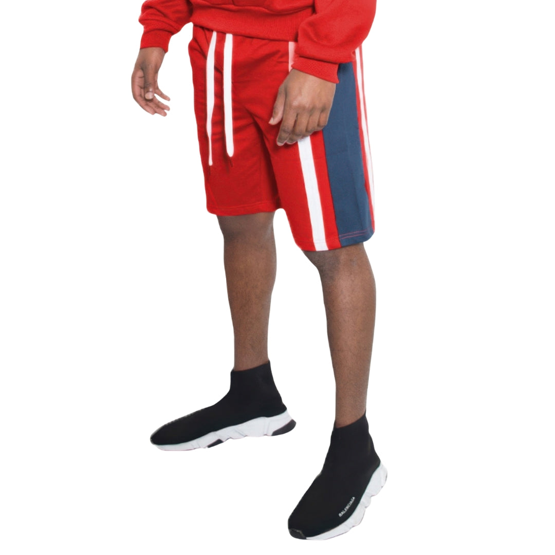 Mens Color Block Stripe Sweat Shorts