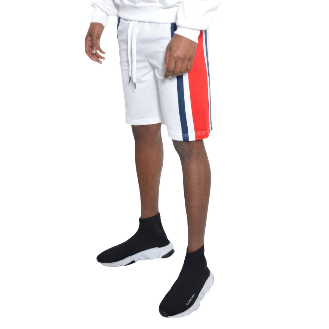Mens Color Block Stripe Sweat Shorts