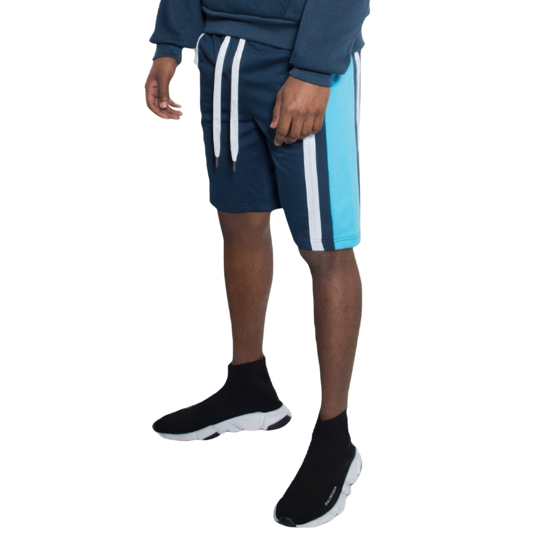Mens Color Block Stripe Sweat Shorts