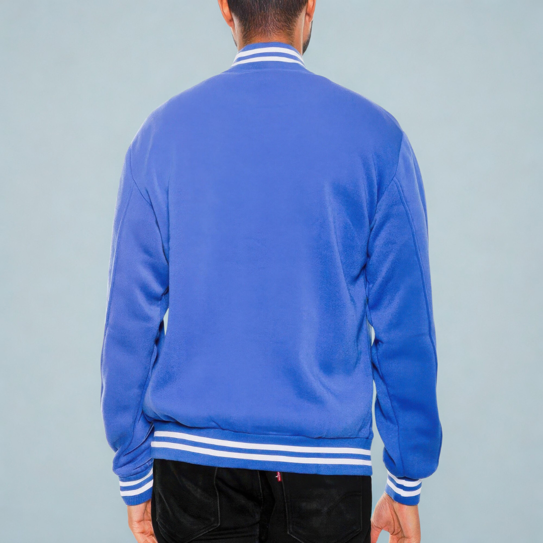 Mens Fleece Snap Button Varsity Jacket