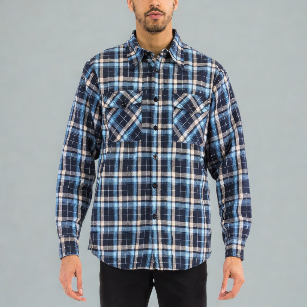 Mens Quilted Padded Flannel