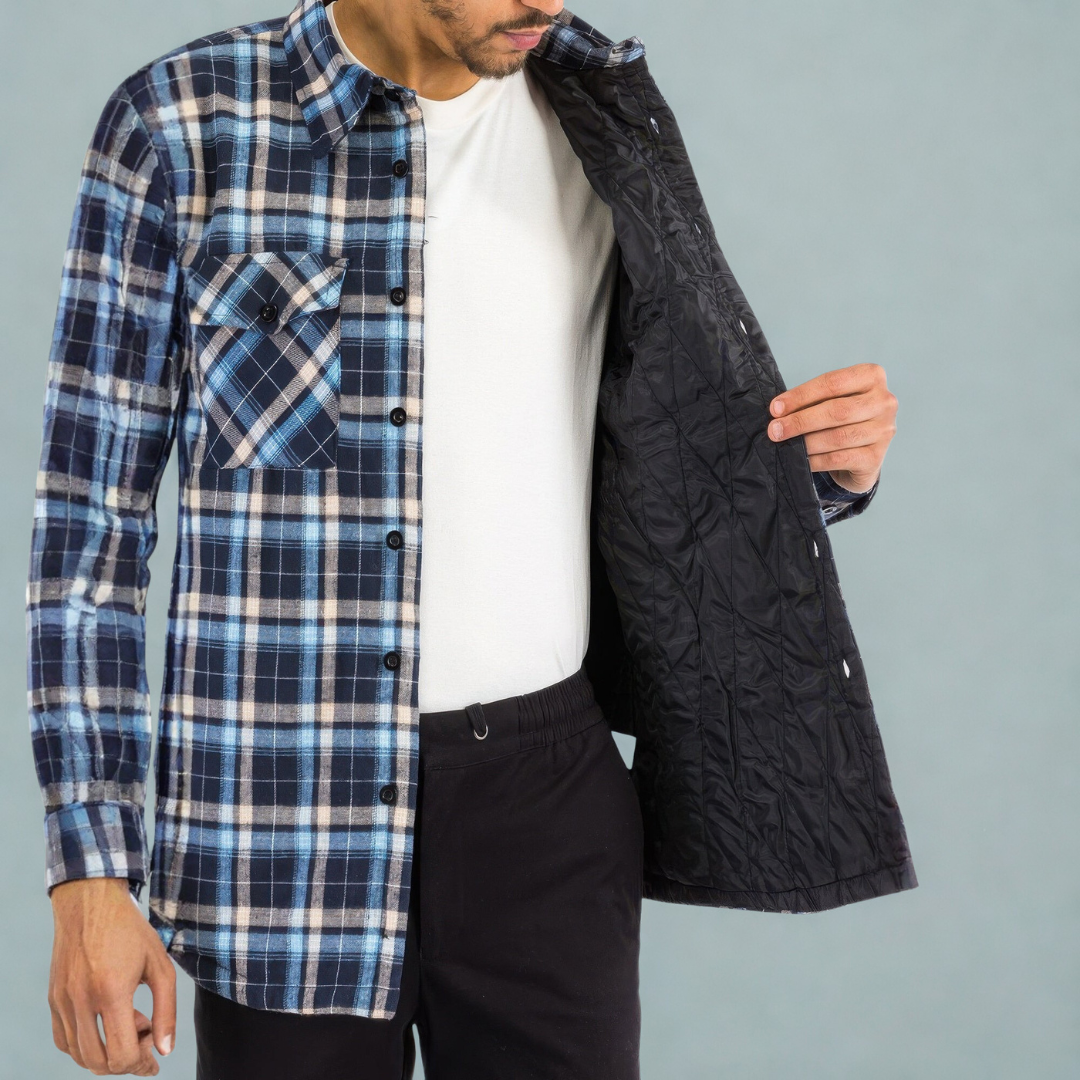 Mens Quilted Padded Flannel
